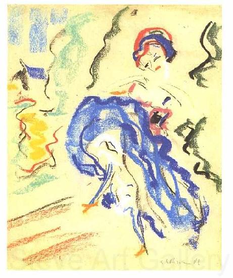 Ernst Ludwig Kirchner Dancer in a blue skirt